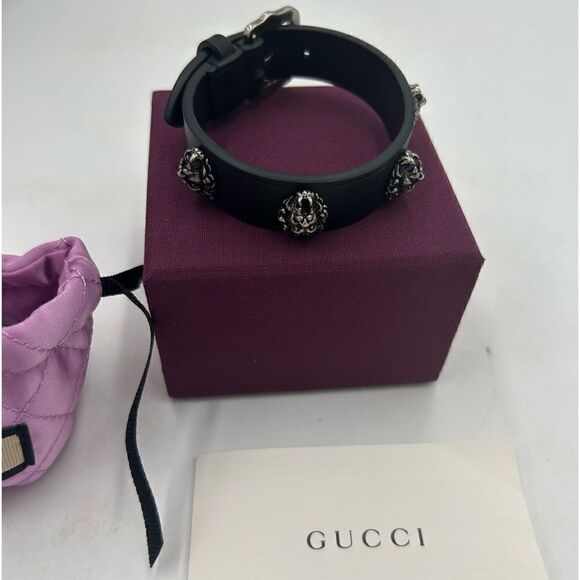Unisex Gucci, leather bracelet with lion head made in Italy - Picture 2 of 11
